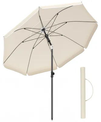 Produktbild von Garten Sonnenschirm 1,8 m - Balkon- und Terrassenschirm - UPF 50+ UV-Schutz - 30° neigbar, höhenverstellbar - Mit Tragetasche - Ohne Ständer - Hellbraun