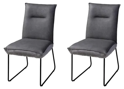 Produktbild von Polsterstühle - Grau - Schwarz - Webstoff - Metall - mit Steppung - 2er Set