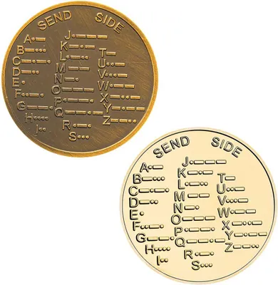 Productafbeelding van Morsecode munt - Set van 2 - Metaal - 4 cm - Verzamelmunt