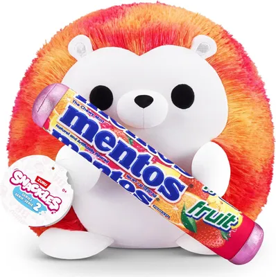 Produktbild von ZURU 77605J - Snackles Igel in Rot-Orange mit Mentos-Fruit, Serie 2 - Kuscheltier (20 cm)
