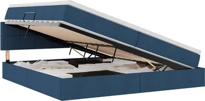 Produktbild von Aufbewahrungsbett mit Matratze Blau 200 x 200 cm Holzwerkstoff
