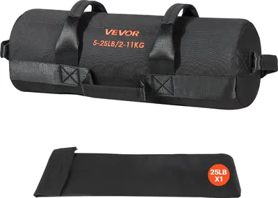 Obrázek produktu pro VEVOR Workout-Sandsack, odolná taška na trénink s úchyty, nastavitelná 2–11 kg pro silový trénink, crossový trénink, cvičení v posilovně, černá (neplněná)