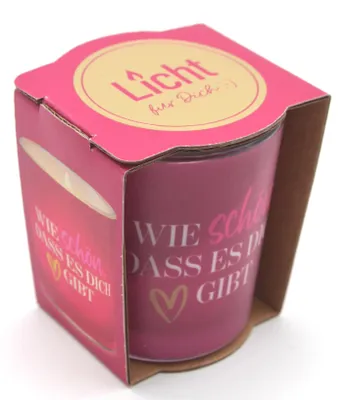 Produktbild von Windlicht inkl. Teelicht mit Spruch "Wie schön, dass es Dich gibt"