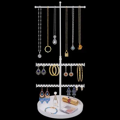 Produktbild von Schmuckständer, verstellbar - Schmuckorganizer - Schmuckausstellungsständer - Armbandhalter - Ohrringhalter - Weiß - Schmuckhalter