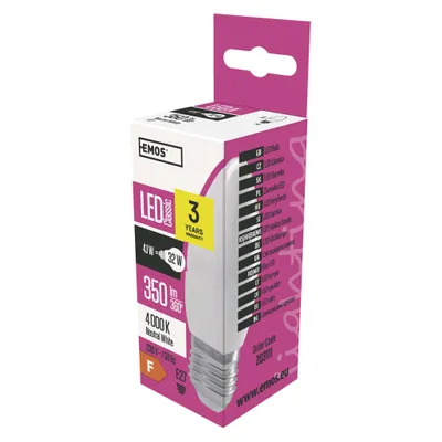 LED žárovka Classic svíčka / E27 / 4,1 W (32 W) / 350 lm / neutrální bílá
