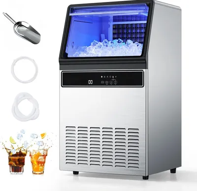 Obrázok produktu pre Komerčný stroj na výrobu ľadových kociek – výrobník ľadových kociek – produkcia ľadu 59 kg/24 h – zásobník s kapacitou 15 kg – podstavný alebo voľne stojací – nerezová oceľ – LED displej – samočistenie