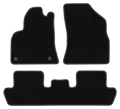 Zdjęcie produktu dla Dywaniki samochodowe welurowe BASIC do: Peugeot 5008 I (2009-2017, crossover) czarne, z mocowaniami