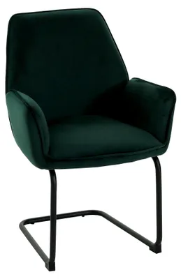 Produktbild von Freischwinger Esszimmerstuhl, Küchenstuhl, Stoff/Textil MVG - grün