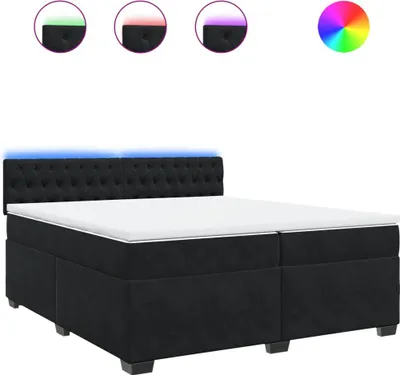 Produktbild von vidaXL Boxspringbett mit Matratze Schwarz 200x200 cm Samt