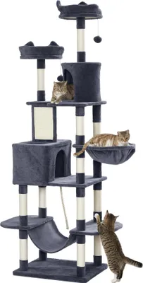 Produktbild von Kratzbaum XXL 206 cm für große Katzen – Katzenbaum mit Höhle, Sisal, Dunkelgrau