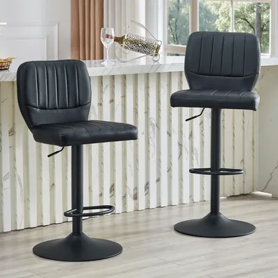 Produktbild von okwish Barhocker mit Rückenlehne und Fußstütze, ergonomisches Designm, mit 360°-Drehfunktion, höhenverstellbar, Schwarz