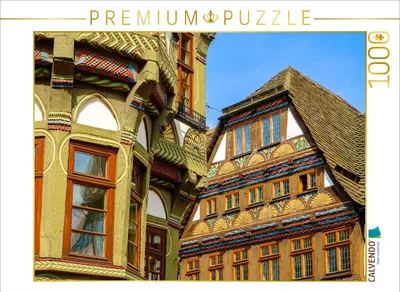 Produktbild von CALVENDO Puzzle Historische Fachwerkhäuser am Marktplatz | 1000 Teile Lege-Größe 64x48cm Foto-Puzzle für glückliche Stunden