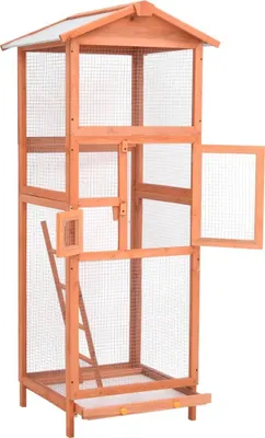 Obrázok produktu pre vidaXL Vtáčia klietka 68x62x166 cm smrekový masív