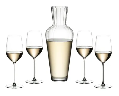 Obrázek produktu pro Sklenice a karafa Riedel VERITAS Riesling, set 4 ks křišťálových sklenice a karafy