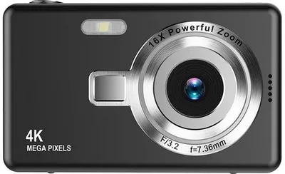 Image de Appareil photo numérique pour enfants avec 32 Go de mémoire - 48 Mpx - zoom optique 8x - rechargeable - pour enfants, adolescents et débutants (noir).