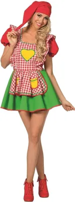Produktbild von L3201010-42 rot-grün Damen Zwergen Kleid Wichtelmädchen Gr.42