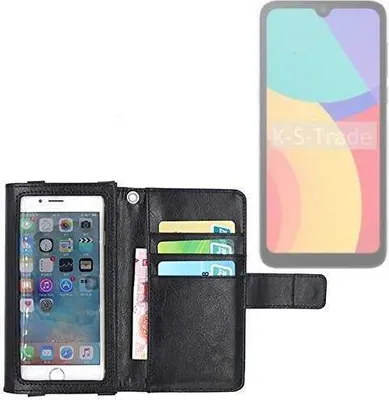 Produktbild von K-S-Trade Handy Hülle Schutz Hülle Kompatibel mit Alcatel L1 (2021) Case mit Displayschutz / Schutzfolie Flip Cover Wallet case Etui Hülle schwarz