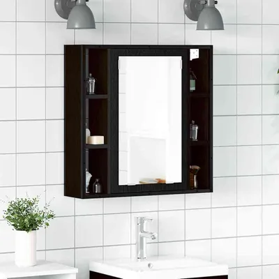 Produktbild von Möbel Bad-Spiegelschrank Schwarz Eiche-Optik 60x16x60cm Holzwerkstoff - Badspiegel 862228