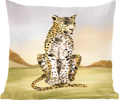 Produktbild von MuchoWow® Zierkissen Sofakissen Wohnzimmer Dekokissen 60x60 cm Leopard - Dschungel - Gras - Sitzfläche - Foto Polster