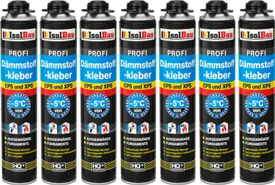 Produktbild von Isolbau B2 Dämmstoffkleber - 7 x 750 ml Perimeterkleber für EPS- & XPS-Platten - 1K PolyurethanKlebeschaum für Dämmung und Isolieren