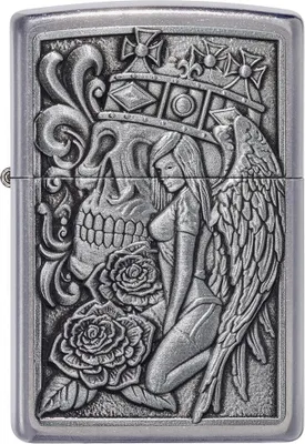 Obrázek produktu pro Zapalovač Zippo Skull Kinf & The Angel Unisex Silver Metal