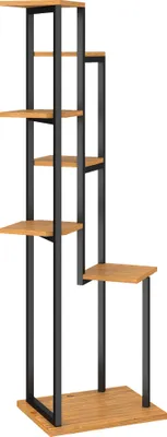 Produktbild von 7-Etagen Pflanzenständer, 130 cm hoch Blumenständer, Gestuftes Pflanzenregal aus Holz, mehrstöckig Hellbraun