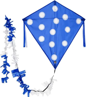 Produktbild von Wolkenstürmer Kinderdrachen Eddy Pünktchen (blau), Einleinerdrachen mit Glasfasergestänge - flugfertig inkl. Schnur