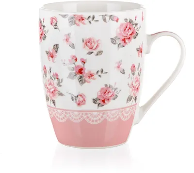 Produktbild von becher 340ml PINK FLOWER Keramik Farbmix