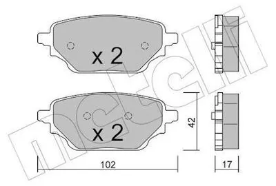 Produktbild von METELLI Bremsbeläge Satz Hinten Bremsklötze für RENAULT Kangoo III MPV 22-1352-0