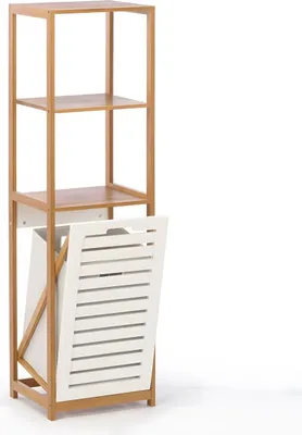 Zdjęcie produktu dla Bambusowy kosz na pranie regał 36x33x130 SRB23 Begryf
