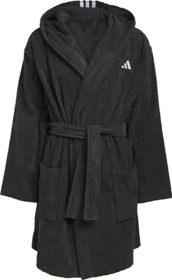 Produktbild von adidas BATHROBE HOODED Herren Bademantel mit Kapuze schwarz/weiß schwarz/weiß S