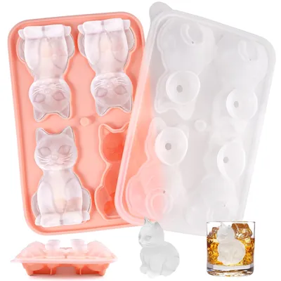 Silikon-Eiswürfelform Katze mit Deckel, BPA-frei, 1 Stück