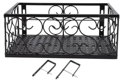 Produktbild von Blumentopfhalter dekorativ - Hängeregal - Eisen Pflanzenstütze - Balkon/Terrasse - Geeignet für 6,5 cm Geländer - 30 x 20 x 2 cm - Pflanzenregal