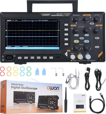 Produktbild von Oscyloskop cyfrowy OWON SDS210S Szerokość pasma 100-200 MHz 2-kanałowy przebieg arbitralny 25 MHz 1GS/s FFT+ 14-bitowy generator sygnału 25 MHz