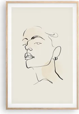 Produktbild von Gerahmtes Poster - Rahmen in heller Eiche - Minimalismus Porträt Linie - 61x91,5 cm - Wand Bild - Wanddeko - Wandbilder - Kunstposter - Wandposter - Bilderrahmen - Bilder - Kunstdruck P2NPA61x91-4815