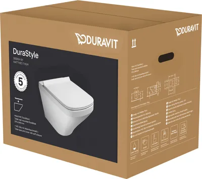Immagine prodotto di Ensemble wc suspendu Duravit DuraStyle, chasse d'eau à déversement profond, fixation dissimulée, siège de WC inclus, 370 x 540 mm, blanc ultra-brillant, 45520900A1, 45520900A1