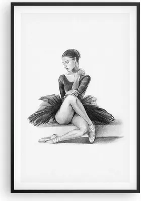 Produktbild von Gerahmtes Poster - Schwarzer Rahmen - Ballerina Zeichnung Bleistift - 61x91,5 cm - Wand Bild - Wanddeko - Wandbilder - Kunstposter - Wandposter - Bilderrahmen - Bilder - Kunstdruck - P2BPA61x91-4496