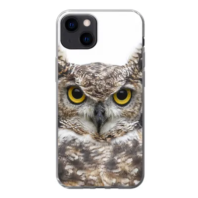 Produktbild von MuchoWow® Handyhülle Schutzhülle Hülle für iPhone 13 Porträt einer braunen Eule auf weißem Hintergrund Silikon Softcase Handy Hülle - Karteninhaber