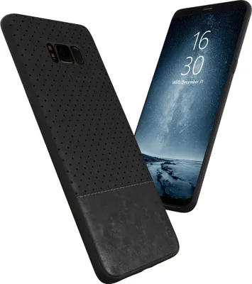 Produktbild von wortek Samsung Galaxy S9 Hülle Schutzhülle | Hybrid Case Kunstleder + Silikon TPU Tasche Cover | schwarz