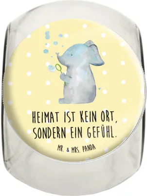 Produktbild von Mr. & Mrs. Panda Kaffeedose Elefant Seifenblasen XL 2000ml - Gelb Pastell - Geschenk, glasbehälter, Vorratsbehälter, Tiermotive, Elefanten, Liebe, Vorratsglas, Heimat