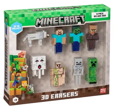 Image de Minecraft 3D Erasers - 8 Pack Deluxe Box Ver.a