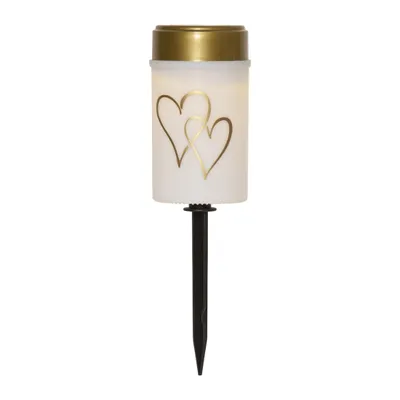 Produktbild von Star Trading LED Grabkerze Solar weiß goldene Herzen 7x12cm Erdspieß