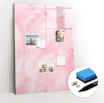 Produktbild von Magnetpinnwand Memoboard - Zubehörsatz - Schwarzer Marker + Schwamm + Magnete - 70 x 100 cm - Zarte Federn