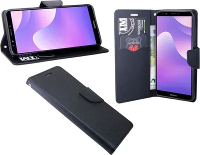 Zdjęcie produktu dla Huawei Y7 2018 etui na telefon komórkowy etui z klapką etui na smartfona etui ochronne w kolorze czarnym