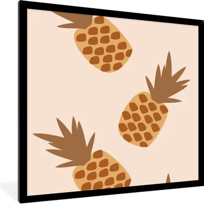Produktbild von MuchoWow® Gerahmtes Poster Sommer - Ananas - Obst 40x40 cm - Poster mit Schwarzem Bilderrahmen Wandposter Rahmen Foto Bilder - Mit Rahmen - Wanddekoration Schlafzimmer