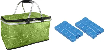 Produktbild von Einkaufskorb Kühltasche Kühlkorb Picknick Korb Isoliertasche Camping Picknickkoffer + 2 Kühlaccu