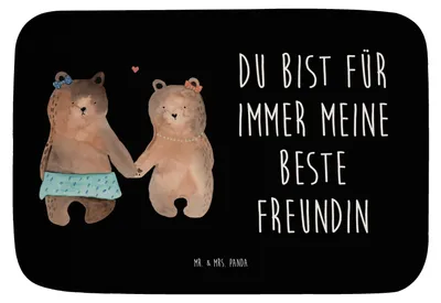 Produktbild von Mr. & Mrs. Panda Badematte Bär Freundin - Schwarz - Geschenk, Badteppich, Beste Freund Liebe Liebesbeweis Verliebt Kumpel Kumpeliene, Badvorleger, duschmatte, Teddy
