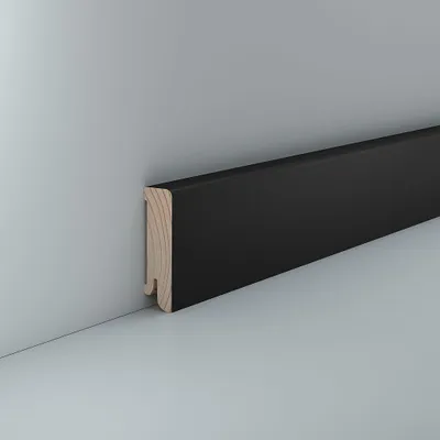 Produktbild von Sockelleisten schwarz 16 x 58 MDF foliert Seidenmatt Fußleiste Modern