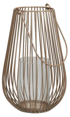 Produktbild von Laterne - 35 cm - Beige - Eisen - mit Griff und Kerzenhalterglas