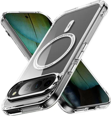 Immagine prodotto di Custodia magnetica trasparente per Google Pixel 10 / Pixel 10 Pro, compatibile con MagSafe, custodia protettiva ibrida antiurto bianca